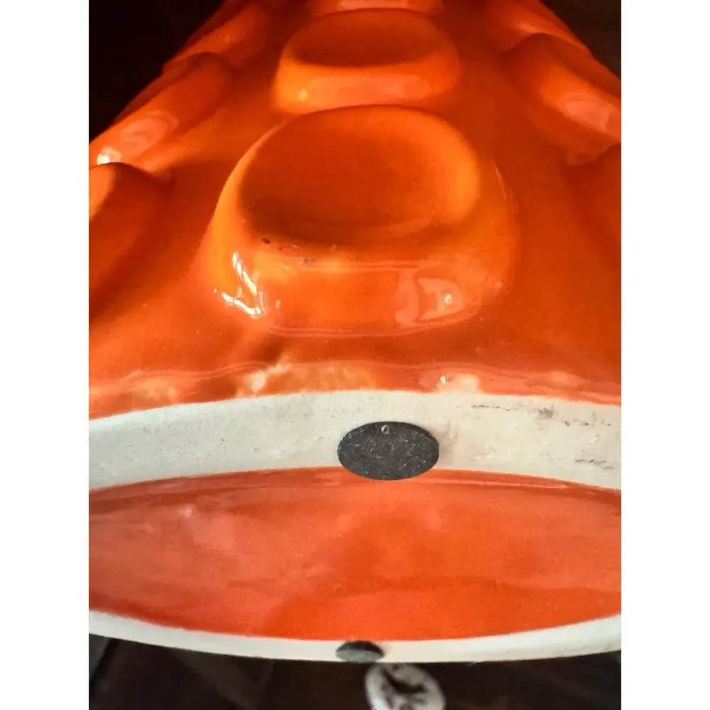 Retro Orange Bubble Studded Ceramic Vase 11” Pop Art Summerween Fall Halloween